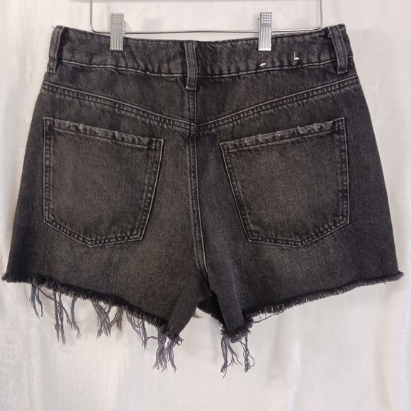 Garage Denim, Mom High Rise, Black, Distressed, Denim Shorts, Size 29, Grunge - Picture 3 of 15